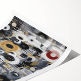 Abstract geometric rolled print showcasing vibrant colors and intricate shapes, designed for modern decor, securely packaged in a protective cardboard tube. Ideal for contemporary art lovers and interior design enthusiasts.