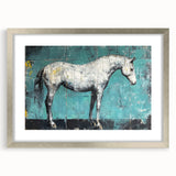 Silver-framed animal illustration with a mat, showcasing a detailed wildlife design in a modern setting, ideal for nature lovers and home decor enthusiasts.
