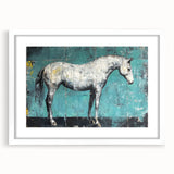 Framed wall art featuring a whimsical animal design with a white mat, showcasing vibrant colors and playful details, ideal for children's rooms or nurseries.