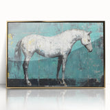 Framed acrylic art piece showcasing a vibrant animal design with gold accents, ideal for modern home decor. Perfect for animal lovers and art enthusiasts alike.