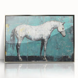 Framed acrylic artwork depicting a colorful array of stylized animals in a modern design, showcased against a sleek silver frame, perfect for enhancing contemporary decor.