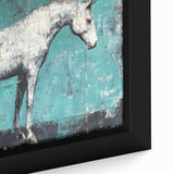 Close-up of a framed canvas featuring intricate animal designs in vibrant colors, highlighting textures and details, perfect for home decor or wildlife enthusiasts.