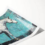 Rolled canvas print showcasing vibrant animal illustrations in a whimsical style, featuring rich colors and intricate details, packaged securely in a protective tube.