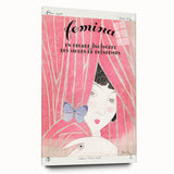 Charming Art Deco Wall Art - Femina Magazine Cover with Pink Curtains