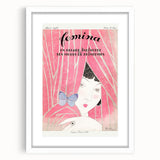 Charming Art Deco Wall Art - Femina Magazine Cover with Pink Curtains