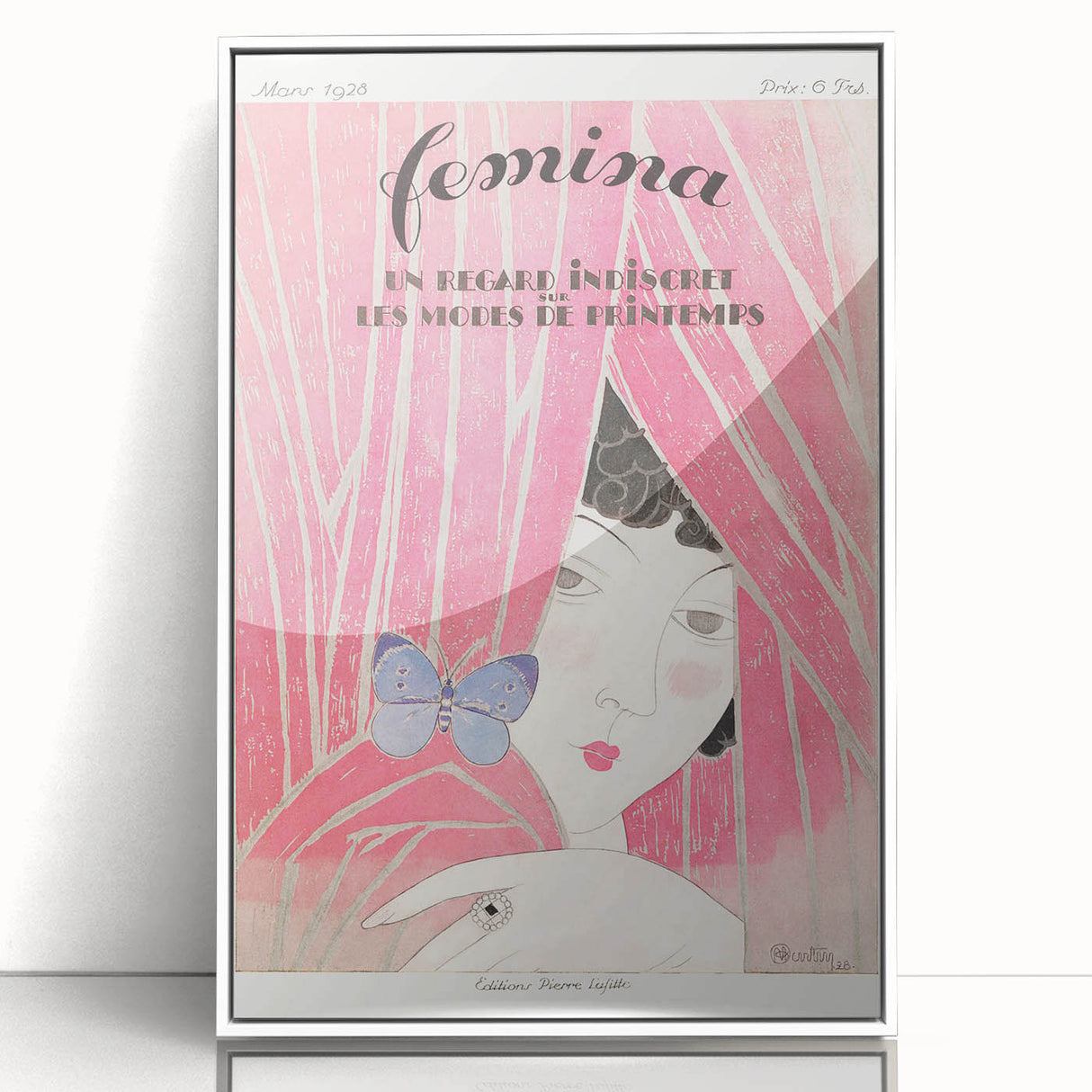 Charming Art Deco Wall Art - Femina Magazine Cover with Pink Curtains