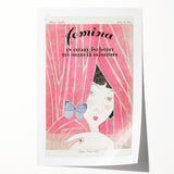 Charming Art Deco Wall Art - Femina Magazine Cover with Pink Curtains