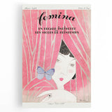 Charming Art Deco Wall Art - Femina Magazine Cover with Pink Curtains