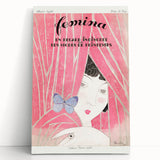 Charming Art Deco Wall Art - Femina Magazine Cover with Pink Curtains