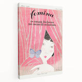 Charming Art Deco Wall Art - Femina Magazine Cover with Pink Curtains