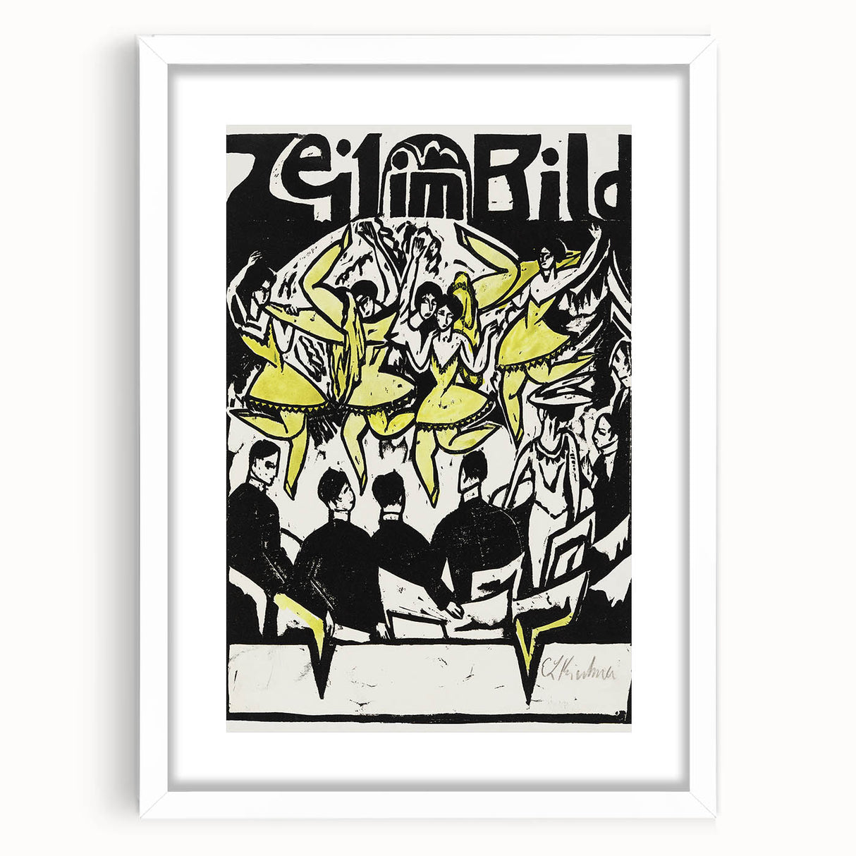 Dynamic Expressionist Dancers - Bold Yellow and Black Canvas Print