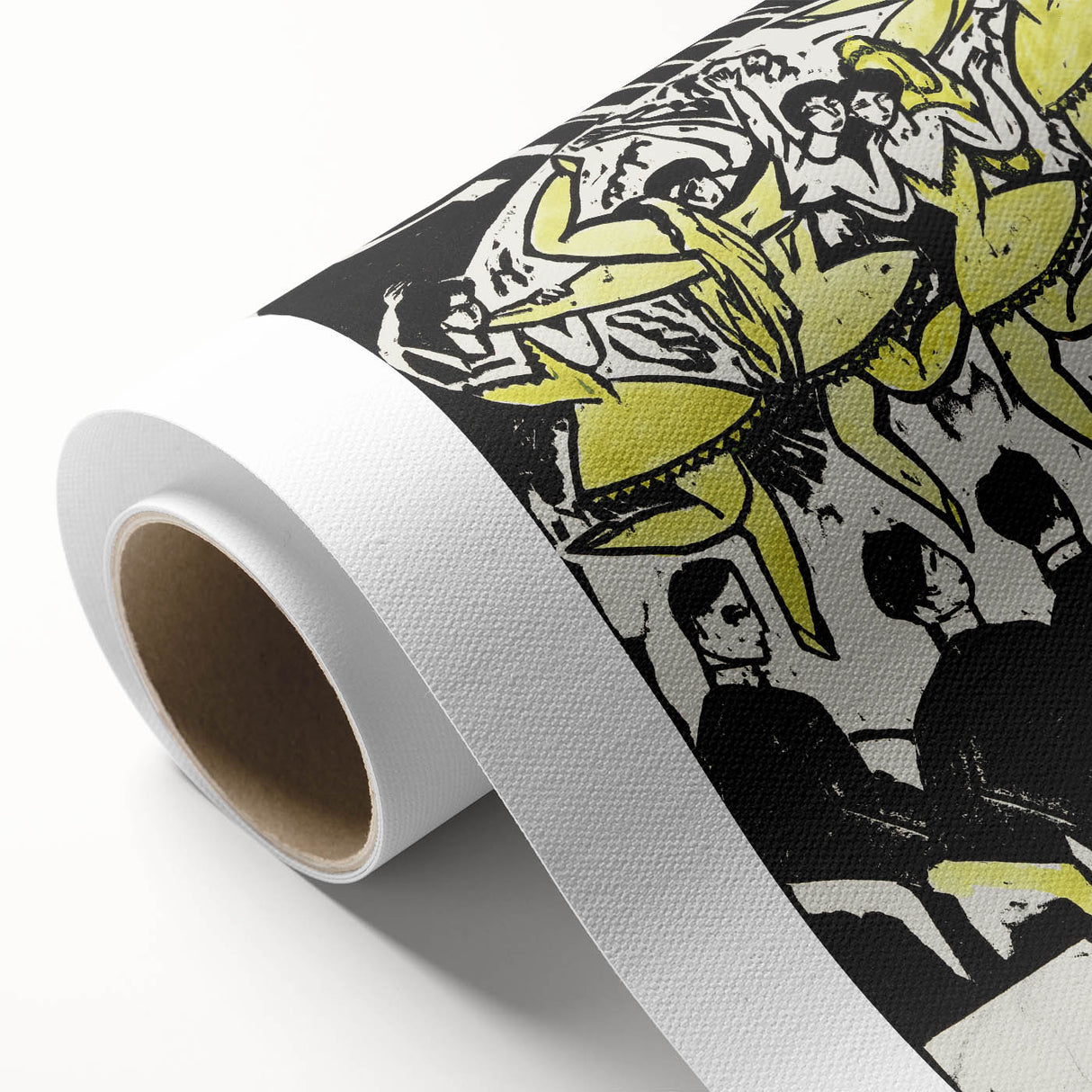 Dynamic Expressionist Dancers - Bold Yellow and Black Canvas Print