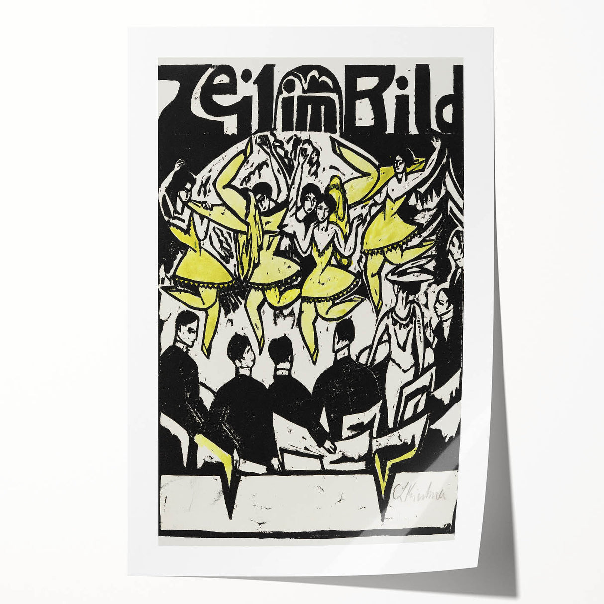 Dynamic Expressionist Dancers - Bold Yellow and Black Canvas Print