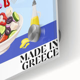 Large abstract wall art featuring assorted food dishes in muted earth tones on acrylic glass, ideal for dining room decor.