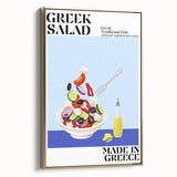 Framed canvas featuring a vintage poster art of landscape dishes in black and gold, ideal for bedroom wall art.