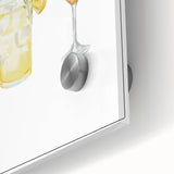 Large abstract wall art featuring mid-century modernist style in vibrant hues on acrylic glass, ideal for dining room decor.