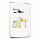 Large abstract wall art on acrylic glass depicting vibrant food and drink motifs, suitable for dining room decor.