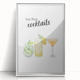 Mid-century modernist art depicting colorful abstract shapes on a white acrylic framed poster.