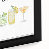 Extra large framed canvas featuring a close-up of vibrant, textured food and drinks, ideal for living room decor.