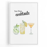 Black and white stretched canvas of assorted kitchen utensils, ideal for kitchen wall art.