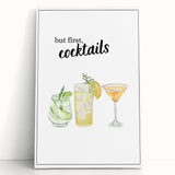 Large black and white stretched canvas of assorted kitchen utensils, ideal for kitchen wall art.