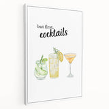 Large stretched canvas depicting colorful fruits and beverages, ideal for kitchen wall art.