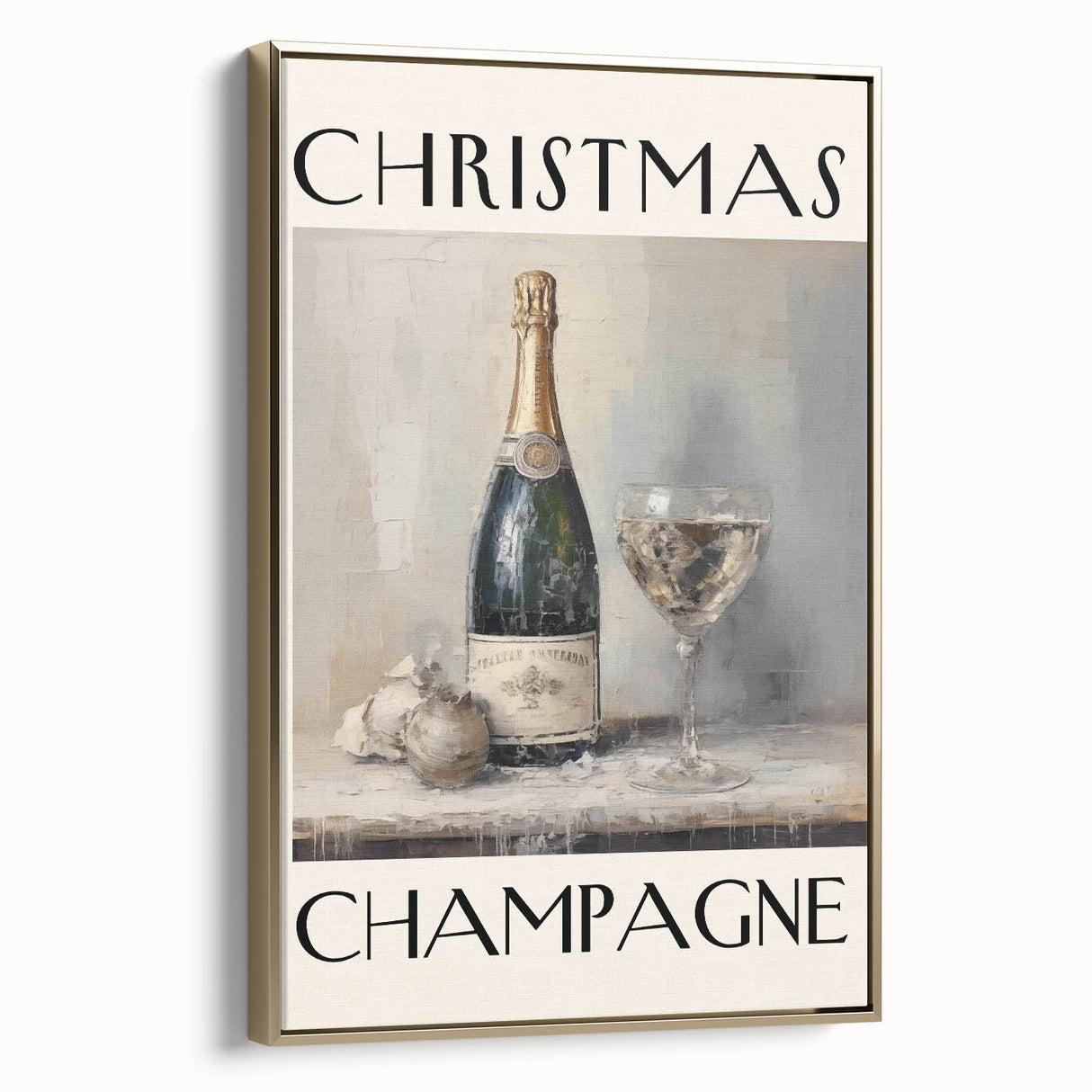 Classic Christmas Champagne Celebration Wall Art - Christmas Canvas Art