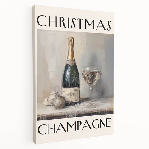Classic Christmas Champagne Celebration Wall Art - Christmas Canvas Art