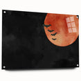 Spooky Wall Art - Blood Moon and Bats Watercolor Print