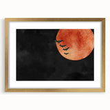 Spooky Wall Art - Blood Moon and Bats Watercolor Print