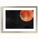 Spooky Wall Art - Blood Moon and Bats Watercolor Print