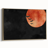 Spooky Wall Art - Blood Moon and Bats Watercolor Print