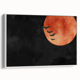 Spooky Wall Art - Blood Moon and Bats Watercolor Print