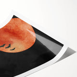 Spooky Wall Art - Blood Moon and Bats Watercolor Print