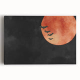 Spooky Wall Art - Blood Moon and Bats Watercolor Print