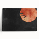 Spooky Wall Art - Blood Moon and Bats Watercolor Print