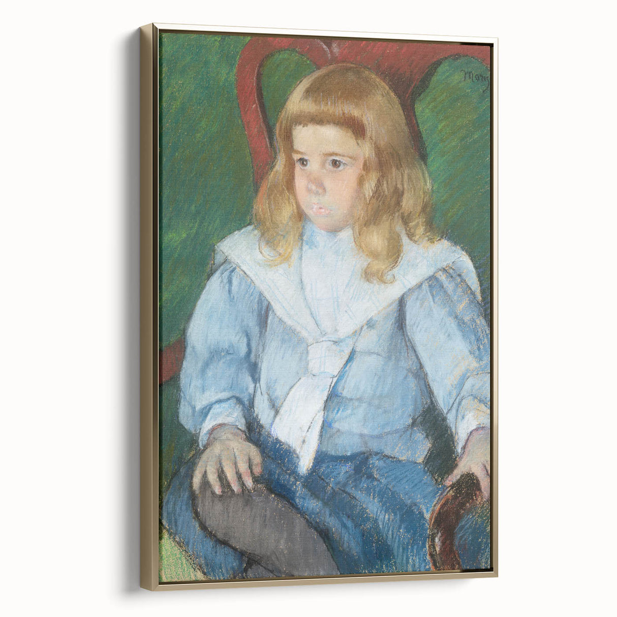 Mary Cassatt's Boy with Golden Curls - Charming Impressionist Portrait Art