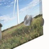 Close-up of a vibrant landscape barn design printed on acrylic glass, showcasing rich colors and fine details, ideal for home decor and art enthusiasts.