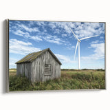 Barn-themed landscape canvas art with a silver frame, showcasing serene countryside scenery. Ideal for rustic home decor, adding warmth and charm to any space.