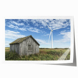 Rolled landscape canvas print showcasing a rustic barn scene, featuring rich earthy tones and intricate details, securely packaged in a strong cardboard tube for easy transport.