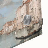 Close-up of a vibrant acrylic landscape artwork displayed on glass, showcasing rich colors and intricate details, ideal for modern home decor.