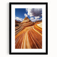 Desert landscape framed art print with a sleek black mat, showcasing vibrant hues of orange and yellow, perfect for modern home decor. Ideal for enhancing living spaces.