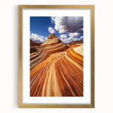 Framed desert landscape artwork with gold matting, showcasing vibrant colors and intricate details, perfect for enhancing home decor and adding a touch of elegance.