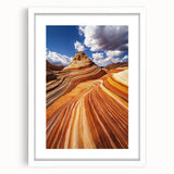 Desert landscape framed art print featuring a white mat, showcasing warm tones of sand and sky, ideal for modern home decor and enhancing interior aesthetics.