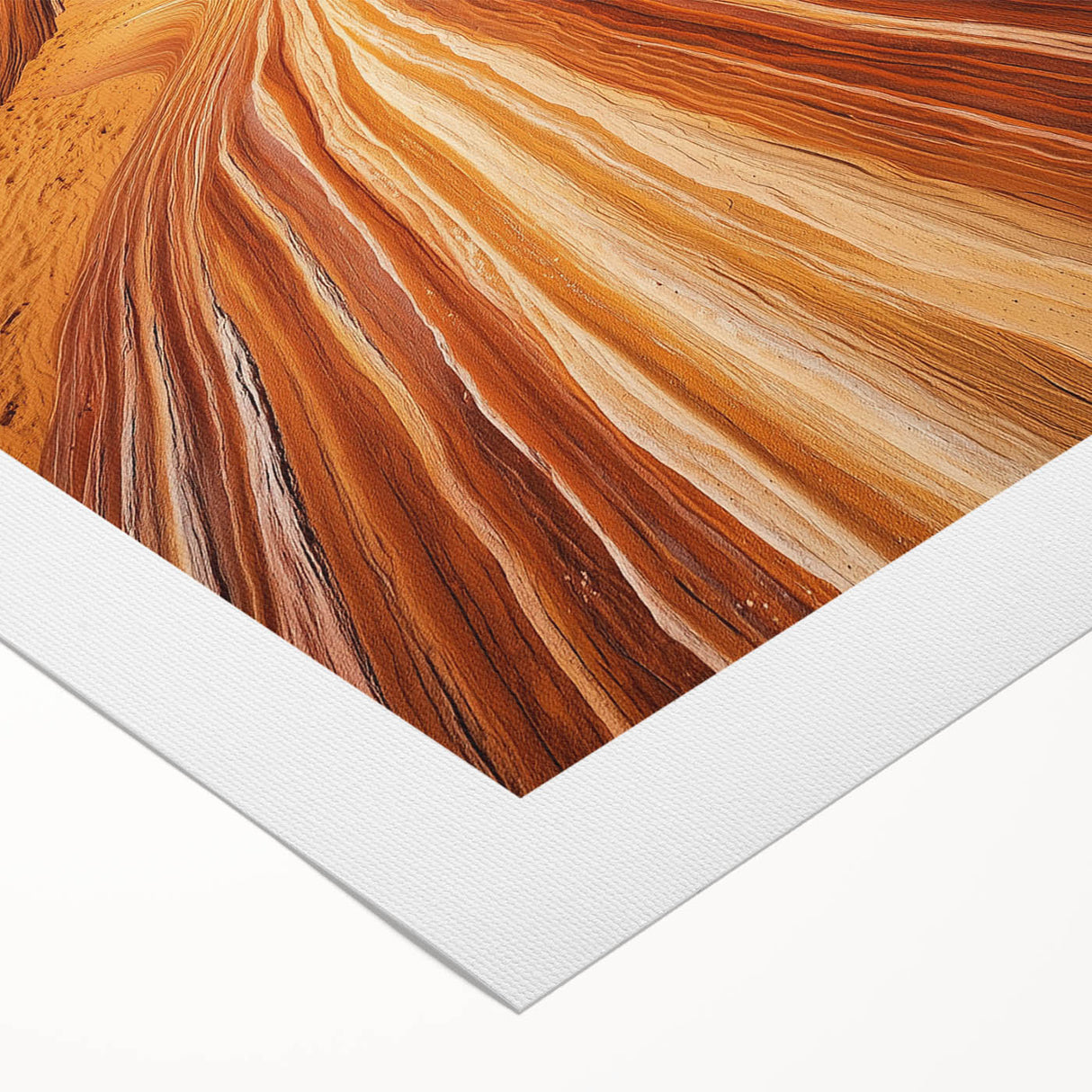 Desert landscape rolled canvas artwork showcasing vibrant hues of orange and yellow, depicting a serene sunset over sand dunes, elegantly packaged in a protective tube.