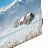 Close-up of a vibrant acrylic landscape artwork showcasing lush green fields and a clear blue sky, perfect for modern home decor. Ideal for nature enthusiasts.