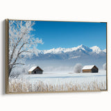 Framed canvas artwork depicting serene landscape fields in vibrant colors, featuring a gold frame, ideal for enhancing home decor and artistic ambiance.