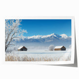 Vibrant rolled canvas print showcasing a picturesque landscape with rolling fields under a bright blue sky, elegantly packaged in a durable tube for safe shipping.