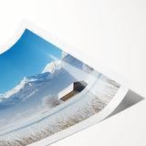 Lush green landscape print showcasing rolling fields under a clear blue sky, rolled and packaged securely for shipping, ideal for home decor.