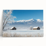 Stretched canvas artwork depicting vibrant green fields under a clear blue sky, adding a serene touch to home decor, perfect for nature lovers and minimalist aesthetics.